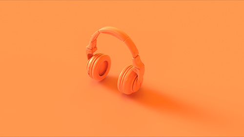 Orange Modern Headphones 3D illustration