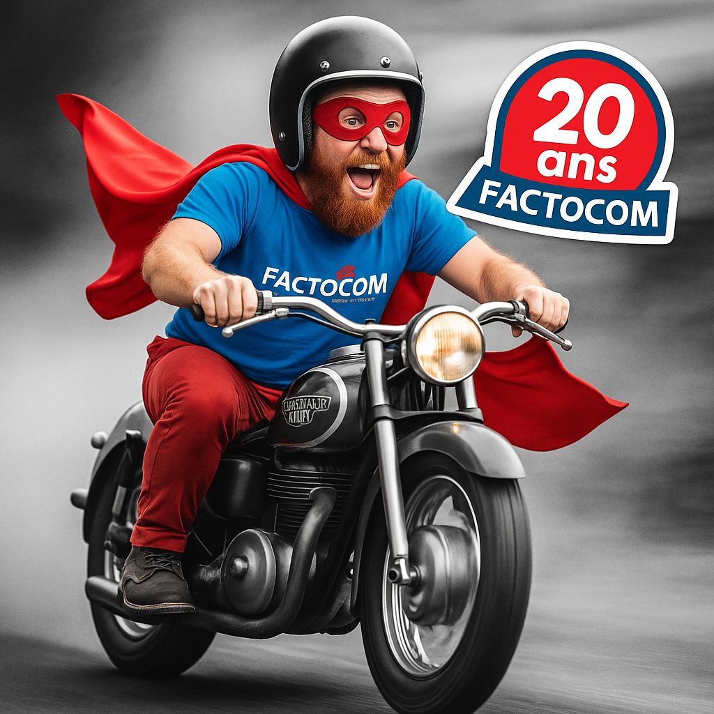 Héros sur moto pour le 20e anniversaire Factocom agence fête ses 20 ans